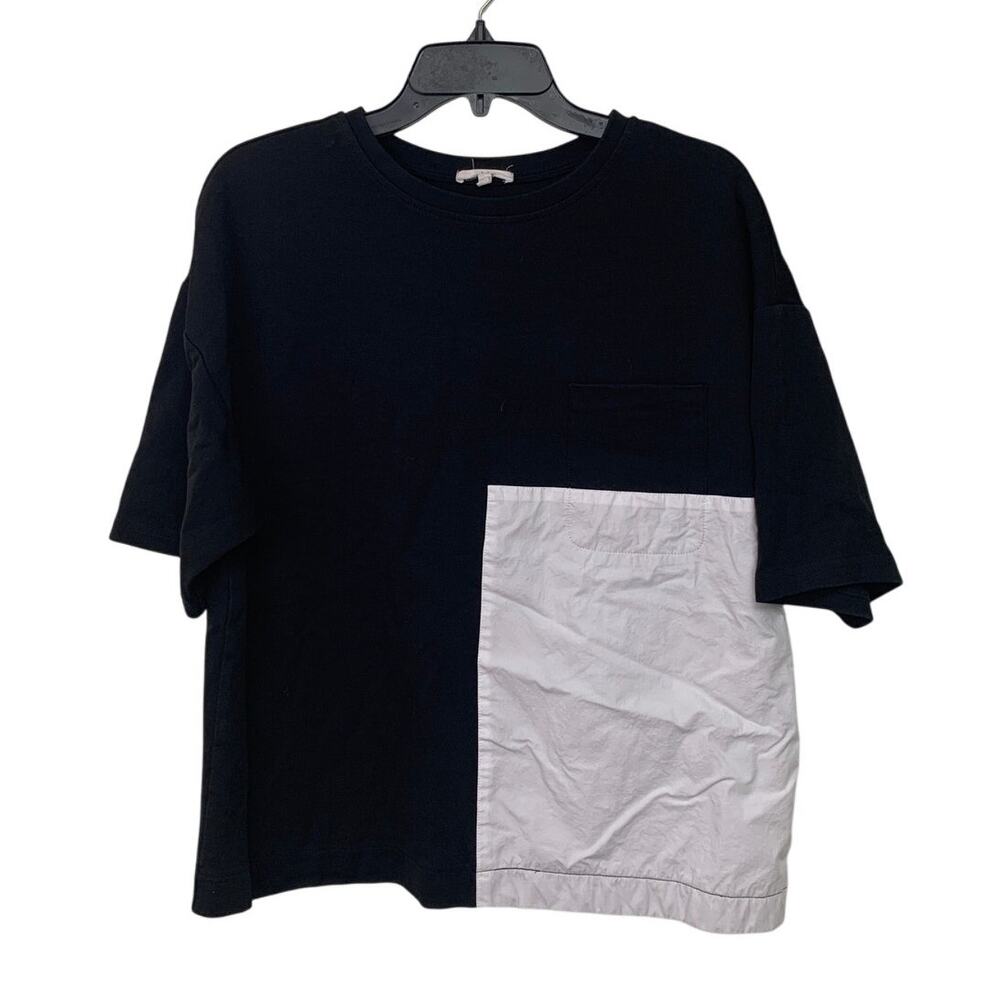 Joh Mens Medium 100% Cotton Short Sleeve Crew Neck Color Block Tee Shirt